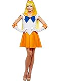 Funidelia | Sailor Venus Kostüm - Sailor Moon 100% OFFIZIELLE für Damen Größe XL  Anime, Cosplay, Usagi Tsukino, Zeichentrickfilm - Farben: Orange, Zubehör für Kostüm
