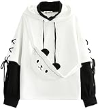 YINGKE Damen Bär Anime Kapuzenpullover Crewneck Sweatshirt Mädchen Japan Kawaii Hoodie Harajuku Pullover Kpop Streetwear (M, Weiß)