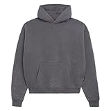 Prohibited Blanks einfarbiger Basic Oversized Hoodie | Premium Herren & Damen Kapuzenpullover (Unisex) | Schwerer Stoff mit 360 GSM | Made in Turkey (Grey L)