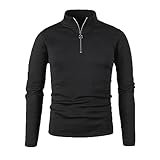 EVANEM Lfdy Hoodie Herren-Pullover Mit Reißverschluss, Einfarbig, Kragen, Sweatshirts, Pullover, Herrenpullover, Übergröße, Rollkragenpullover, Streetwear, Warme Winterjacke,Schwarz,M