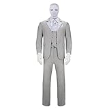 Funhoo Herren Weiß Silber Anzug Ritter Kostüm Komplettes Set mit Hemd Weste Krawatte Handschuhe für Halloween Karneval Cosplay Verkleidung Erwachsene Outfits (XXL, Silber)