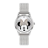 Disney Damen Datum klassisch Quarz Uhr mit Edelstahl Armband MN8008