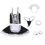 Hausmädchen Verkleidung, Lolita French Maid, Sexy Maid Uniform Kleid Kurzarm, Damen Maid Kleid, Kurzarm, Cosplay Kostüm, für Damen Rollenspiel, Spielanzug, Nachthemd (Schwarz, Größe: M)