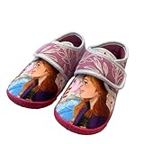 Disney FROZEN Hausschuhe Mädchen von 2 bis 8 Jahre, Warme Pantoffeln mit Anna und Elsa Motiv 30 EU, Bequemer Schuhe für Kindergarten Die Eiskönigin, Freizeitschuhe mit Glitzer ideal für Schule, Rosa