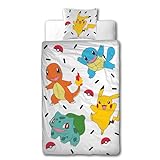 Character World Bettwäsche Pokemon 135x200 + 80x80 · Pokémon Pikachu & Friends Game · 100% Baumwolle · 2 teilig Teenager Kinder-Bettwäsche