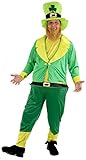 Foxxeo Lustiges grünes Irischer Kobold Kostüm für Herren St. Patricks Day Fasching Karneval Motto-Party Größe L