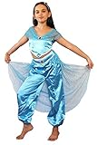 Jasmin mädchen kostüm - prinzessin - araber - verkleidung - odaliske - karneval - halloween - cosplay - mädchen - hellblaue farbe - größe 120-4/5 jahre cosplay