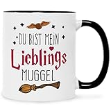 Bedruckte Tasse mit Spruch - Du bist mein Lieblings Muggel - Lustige Geschenke - Geschenk für Mama Papa Freunde Geburtstag Valentinstag Weihnachten - Männer & Frauen - Sie & Ihn Farbe Schwarz & Weiß