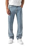 Burocs Herren Straight Fit Jeans Hose Stretch Denim Männer Jeanshose Lang Streetwear, Farbe:Blue, Hosengröße:W33 L32