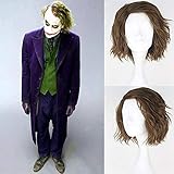 Royalvirgin Cosplay-Perücke Der Joker, Kunsthaar, kurz, flauschig, gelockt, für Herren, flachsgrüne Farbe, für Partys, Cosplay, Kostüm, Halloween