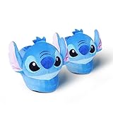 Disney Hausschuhe Damen Stitch 3D und Eeyore 3D Plüsch Warme Flauschige Slippers Lustig (Blau Stitch, numeric_36)