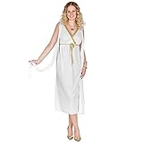 TecTake dressforfun Frauenkostüm griechische Schönheit Penelope | Langes, wunderschönes Kleid | Angenähte Schärpen an den Oberarmen | Goldener Bindegürtel (XL | Nr. 300329)