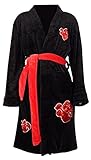 Yanny Uchiha Itachi Bademantel Akatsuki Herren Soft Nachtwäsche Anime Cosplay Flanell Robe Pyjamas Kimono (M, Schwarz)