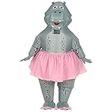 Widmann - Aufblasbares Kostüm Hippo Ballerina, mit integriertem Gebläse, Karneval, Mottoparty