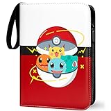 Sammelalbum für Pokemon Karten,400 Karten Sammelkarten Album 4 Taschen 50 Seiten Sammelmappe Karten Ordner Heft,Hochwertiges Wasserdicht PU Leder Card Collection Sammelheft,Geschenk für Kinder