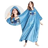 Disney Übergroße Hoodie Decke Damen Stitch Oversized Kapuzenpullover Madchen (Blau Lang)