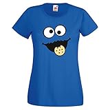 Keks Monster Damen T-Shirt Gruppen Kostüm Karneval Fasching Verkleidung Party JGA Royal Blue L