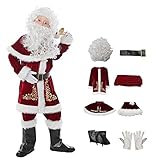 thematys Weihnachtsmann Verkleidung Santa Claus Weihnachten Kostüm Nikolauskostüm für Kinder 8-teilig (L)