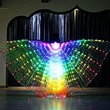 LED-Lichter Bauchtanzflügel mit Teleskopstab, bunte Schmetterlingsflügel, leuchtende Performance-Kleidung für Karneval, Bühne, Halloween, Weihnachten (bunt)