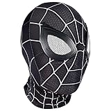 KaKille Peter Parker Maske schwarz Miles Morales Kopfbedeckung Lycra Vollmaske Halloween Film Cosplay Kostüm Requisiten Zubehör,C-OneSize…