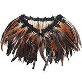 keland Damen Natural Feather Feather Schal Halloween Shrug Schwarz Poncho Kragen（Braun）