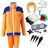 YEAJION Naruto Uzumaki Naruto Sasuke Sakura Klasse 7 Kostüm Kleidung Teen Erwachsene Kostüm für Halloween Karneval Geburtstagsfeier Unisex Zubehör Set XXS-XXL