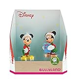 Bullyland 15074 - Spielfigurenset, Walt Disney Micky und Minnie im Weihnachtskostüm, liebevoll handbemalte Figuren, PVC-frei, tolles Geschenk für Jungen und Mädchen zum fantasievollen Spielen