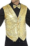 Smiffys 42937XL Herren Pailletten Weste, Größe: XL, Gold, 42937