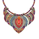 YAZILIND Ethnic Style Chunky Bunte Kragen Festival Tribal Perlen Bib Choker Kostüm Halskette