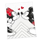Klaus Herding GmbH Disney's Mickey & Minnie Microfaserflauschdecke, 150x200 cm, 100% Polyester, Mehrfarbig, 200 x 150 cm