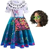 LCXYYY Mirabel Madrigal Verkleidung Kostüm Cosplay Mirabel Ballerina Kleid mit Tasche und Zubehör Perückenbrille für Mädchen Halloween Karneval Prinzessin Geburtstag Party Fancy Kleidung Set 100-160cm